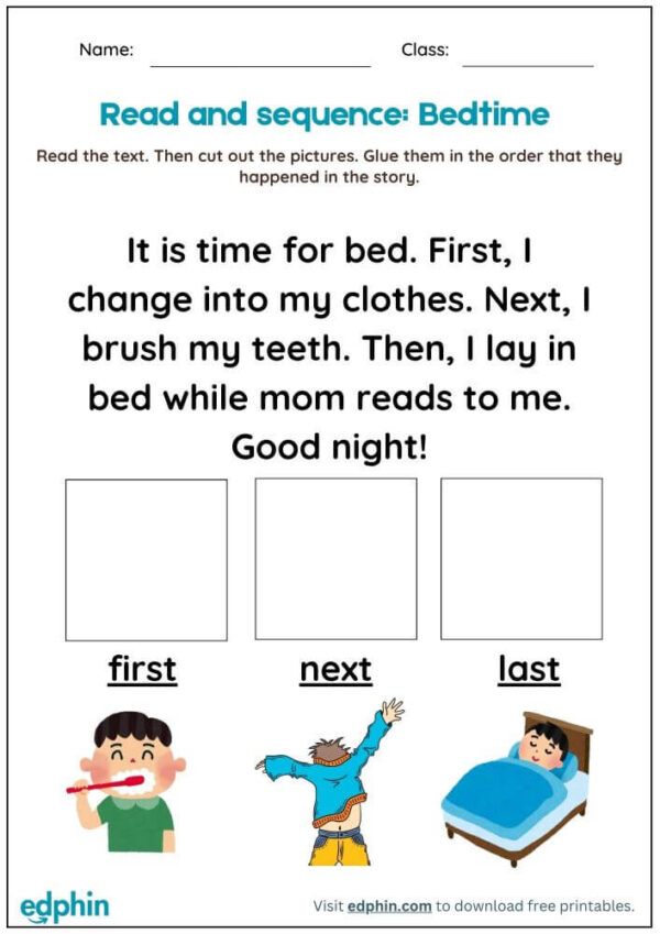 Read And Order Pictures Worksheet With Answers