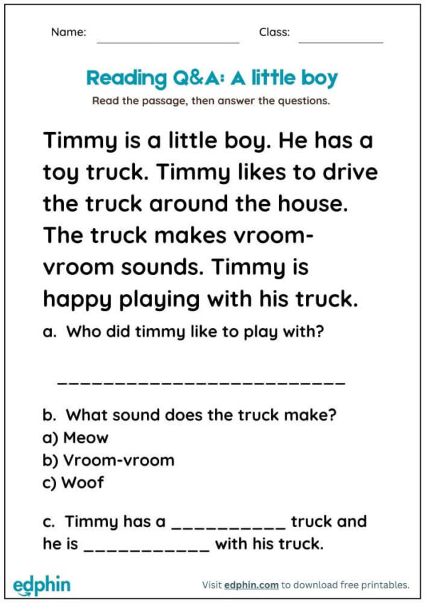 Reading Comprehension Worksheet With Answers - Image 2