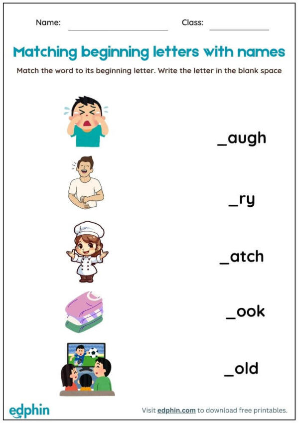 School & Home Words Worksheet : Match Words with Picture Worksheet With Answer