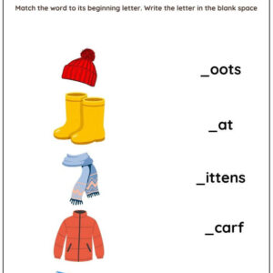 Season Words Worksheet : Match Words with Picture Worksheet With Answer