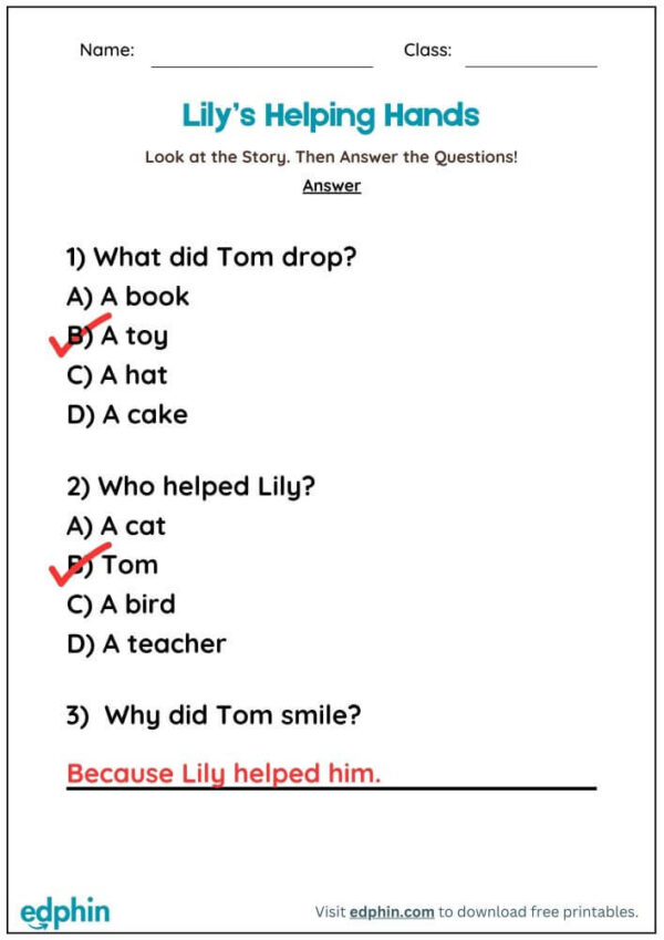 Social & Emotional Stories Worksheet With Answers - Image 3