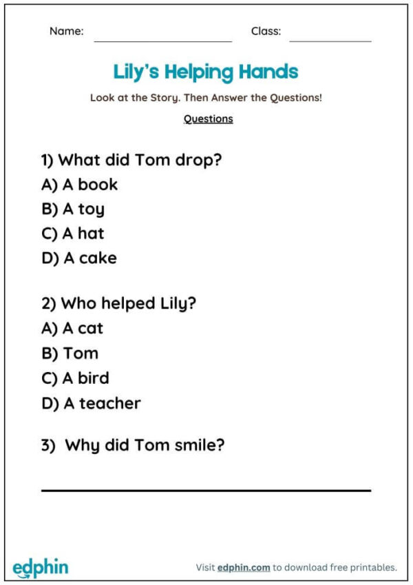 Social & Emotional Stories Worksheet With Answers - Image 2