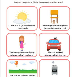 Above & Below Worksheet With Answers