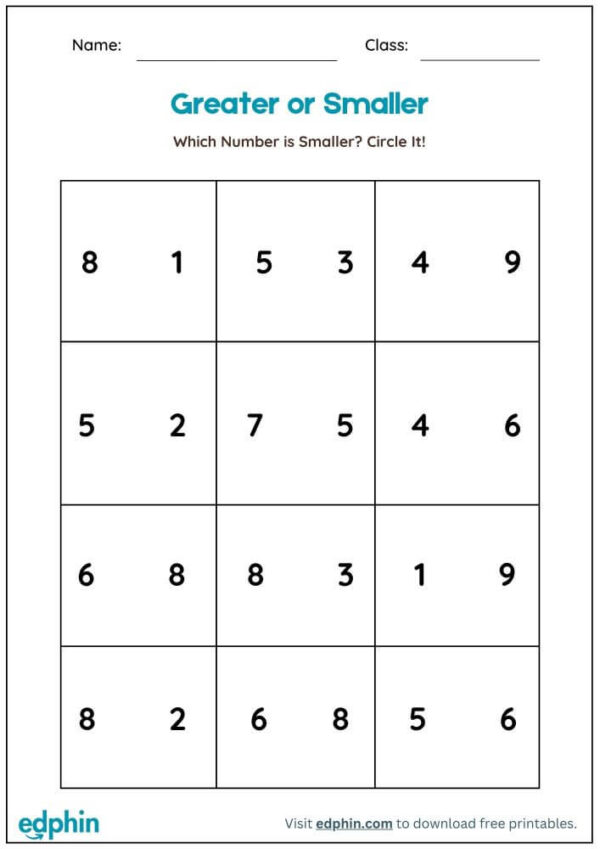 Greater Or Smaller Worksheet With Answers - Image 2