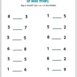 Comparing Numbers (1-10) Worksheet With Answers