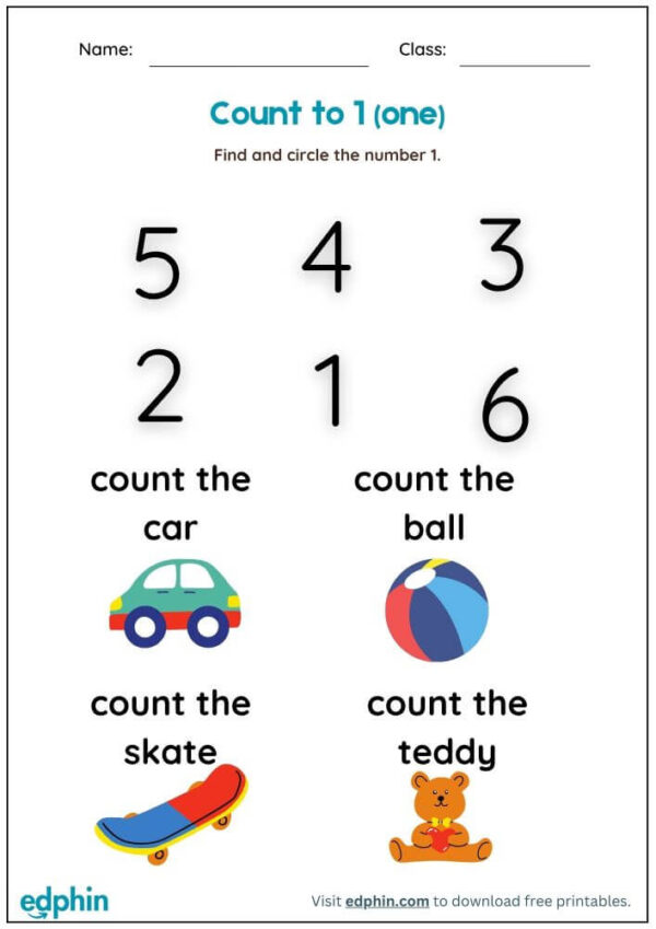 Number Counting (1 to 10) Worksheet With Answers