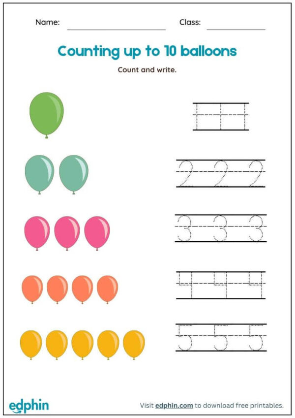 Count And Trace Number (1 to 10) Worksheet With Answers