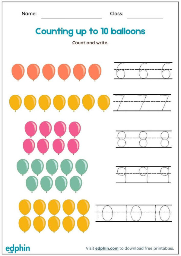 Count And Trace Number (1 to 10) Worksheet With Answers - Image 3