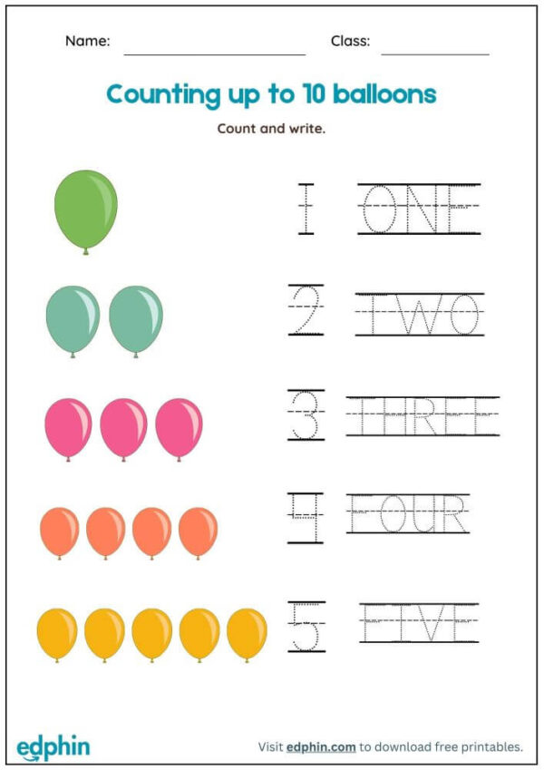 Count And Trace Number (1 to 10) Worksheet With Answers - Image 2