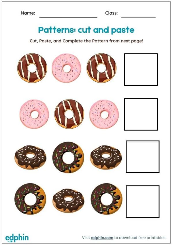 Patterns Cut & Paste Worksheet With Answers
