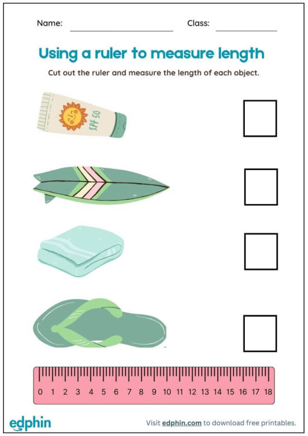 Measurement (With Cut-Out Ruler) Worksheet With Answers