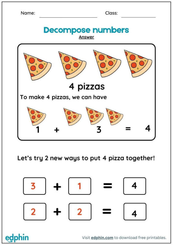 Decomposing Numbers Worksheet With Answers - Image 3