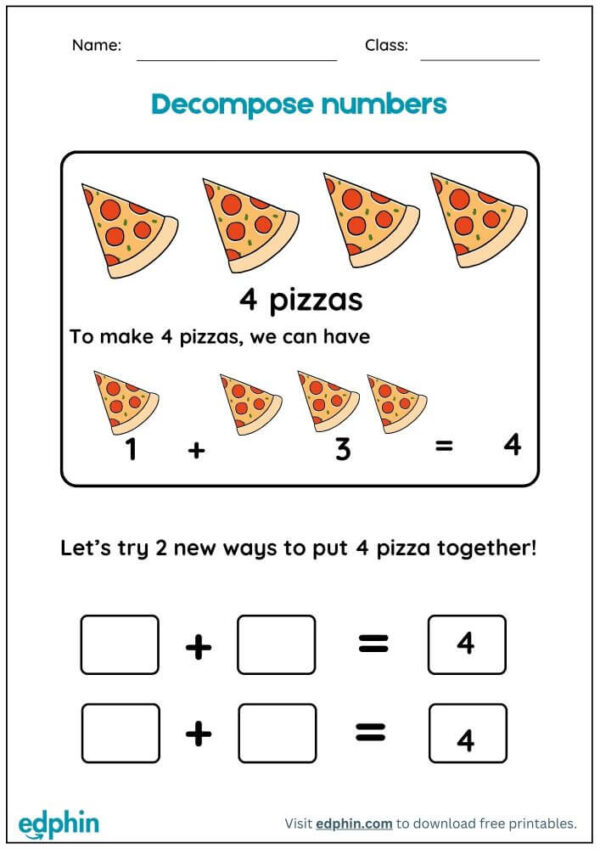 Decomposing Numbers Worksheet With Answers