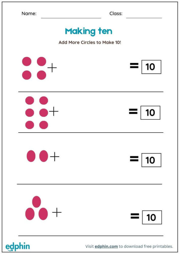Draw objects To Make 10 Worksheet With Answers