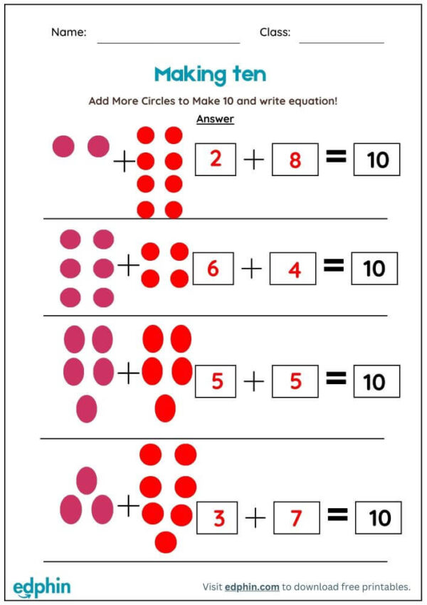 Draw objects To Make 10 Worksheet With Answers - Image 3