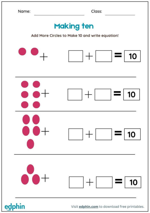 Draw objects To Make 10 Worksheet With Answers - Image 2
