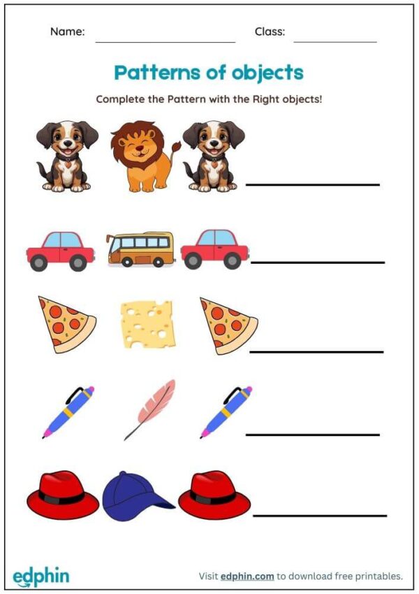 Draw The Next Pattern Worksheet With Answers - Image 3