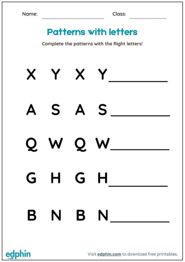 Draw The Next Pattern Worksheet With Answers - Image 2