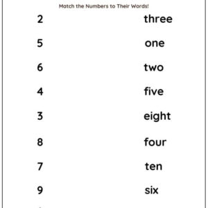 Match Numbers To Their Words Worksheet With Answers