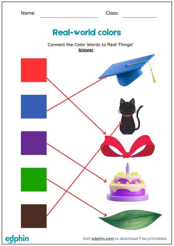 Match Objects To Their Colors Worksheet With Answers - Image 3