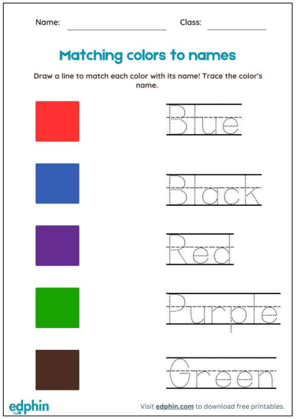 Match Colors To Their Names Worksheet With Answers - Image 2