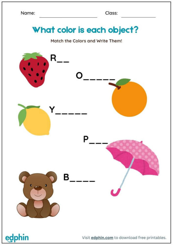 Match & Write Colors Worksheet With Answers - Image 2