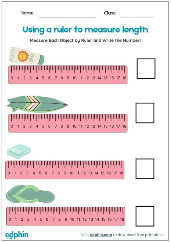 Measurement (With A Ruler) Worksheet With Answers