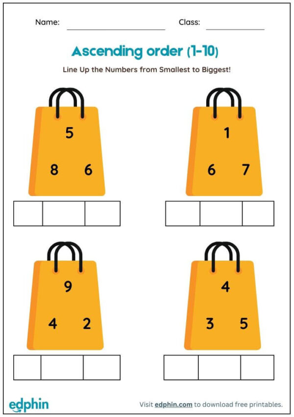 Ordering Numbers (Ascending And Descending) Worksheet With Answers