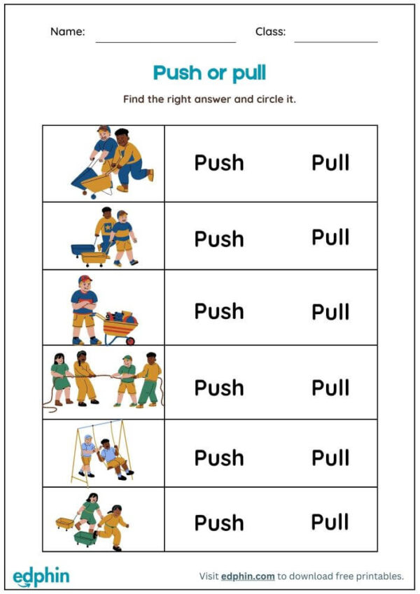 Push And Pull Worksheet With Answers