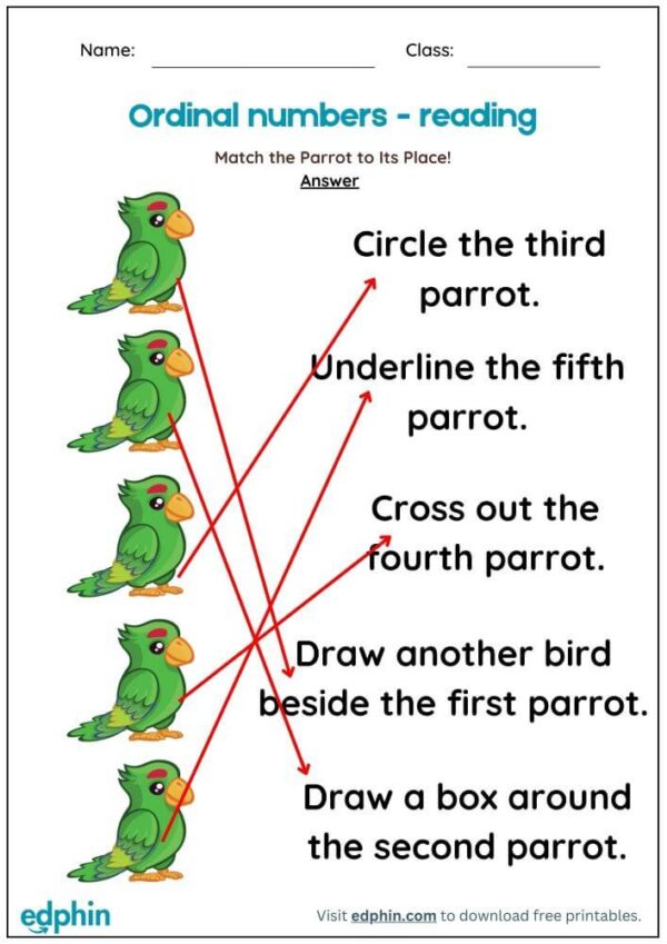 Reading Ordinal Numbers Worksheet With Answers - Image 3
