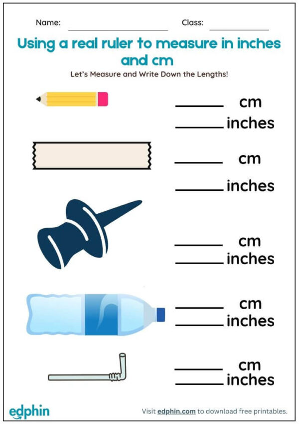 Measure Lengths (With A Ruler) Worksheet With Answers - Image 2