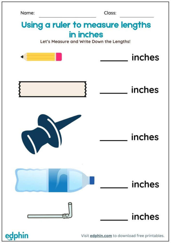 Measure Lengths (With A Ruler) Worksheet With Answers