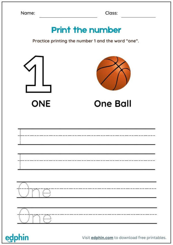 Trace & Write Numbers (1 to 10) Worksheet With Answers