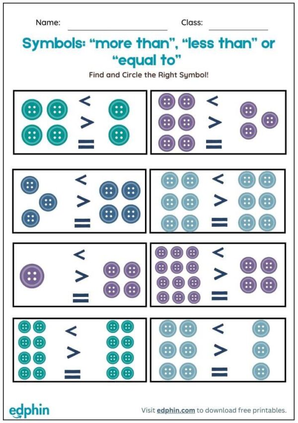 Count & Compare Worksheet With Answers
