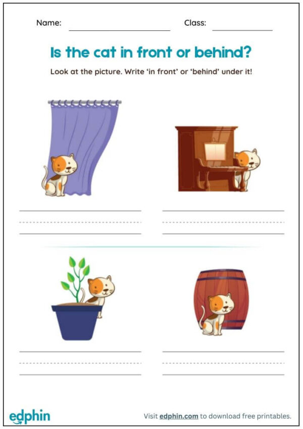 "In Front" And "Behind" Worksheet With Answers - Image 2