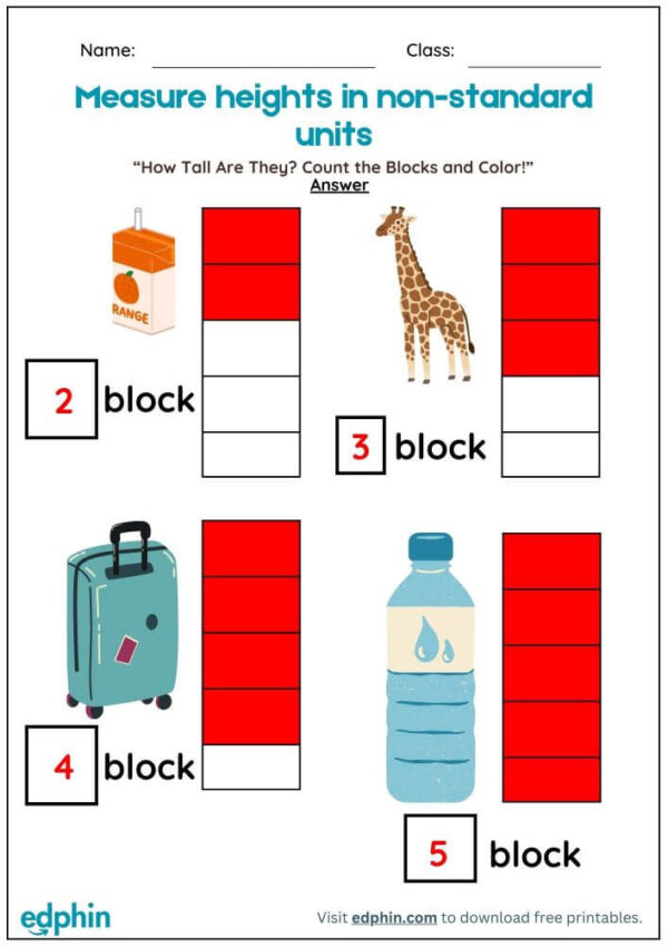 Measurement (Non-Standard Units) Worksheet With Answers - Image 3