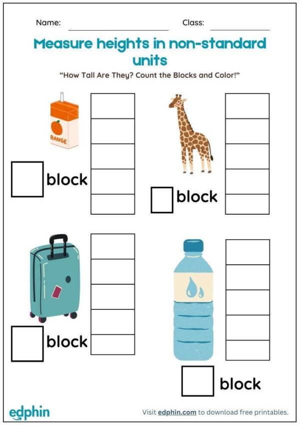 Measurement (Non-Standard Units) Worksheet With Answers - Image 2