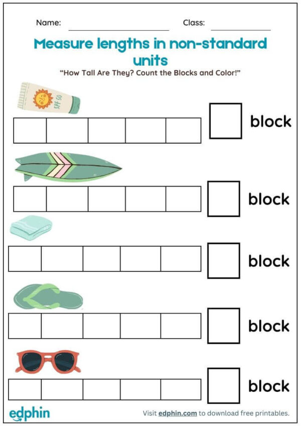 Measurement (Non-Standard Units) Worksheet With Answers