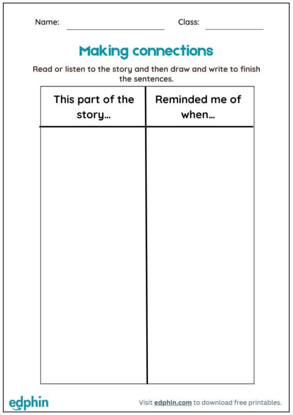 Making Connections Reading Worksheet For Kindergarten With Answers - Image 2