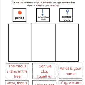 Punctuation Cut Paste Activity Printable With Answers