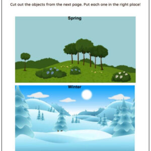 Cut, Sort & Paste Spring And Winter Objects Worksheet With Answers