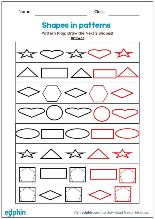 Next Shape In The Pattern Worksheet With Answers - Image 3