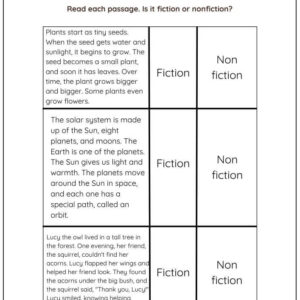 Identify Fiction Or Non-Fiction Worksheet For Kindergarten With Answer