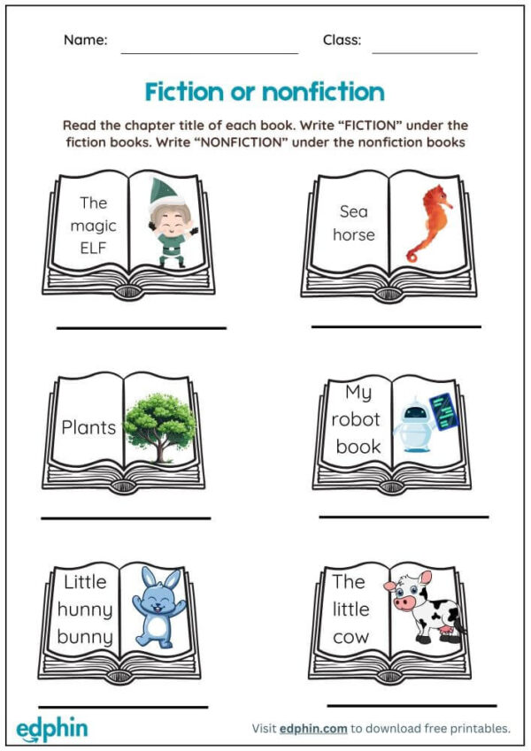 Identify Fiction Or Non-Fiction Worksheet For Kindergarten With Answer - Image 2