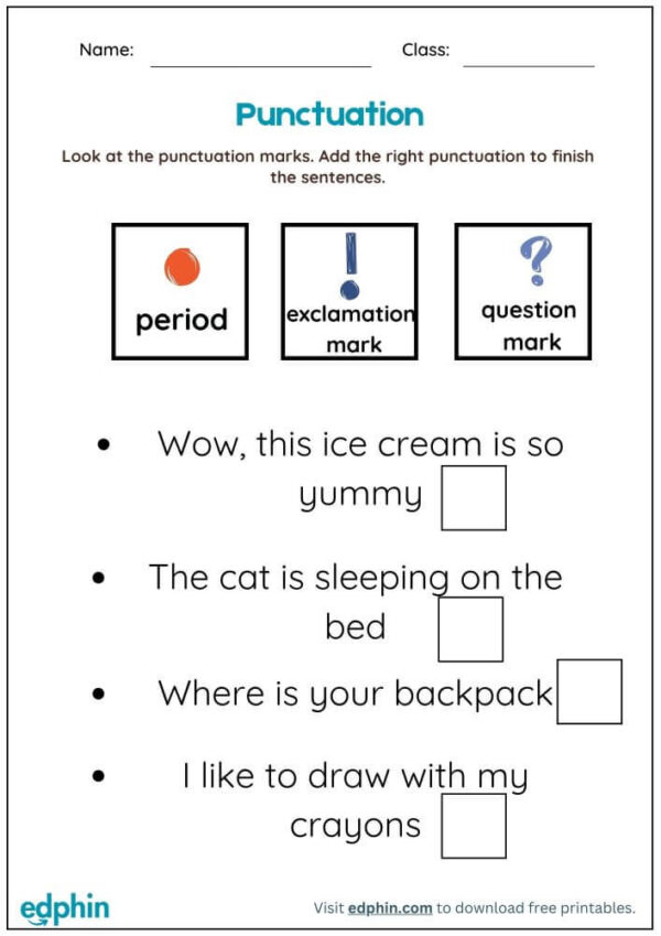 Mark Punctuation In Sentence Worksheet With Answers - Image 2