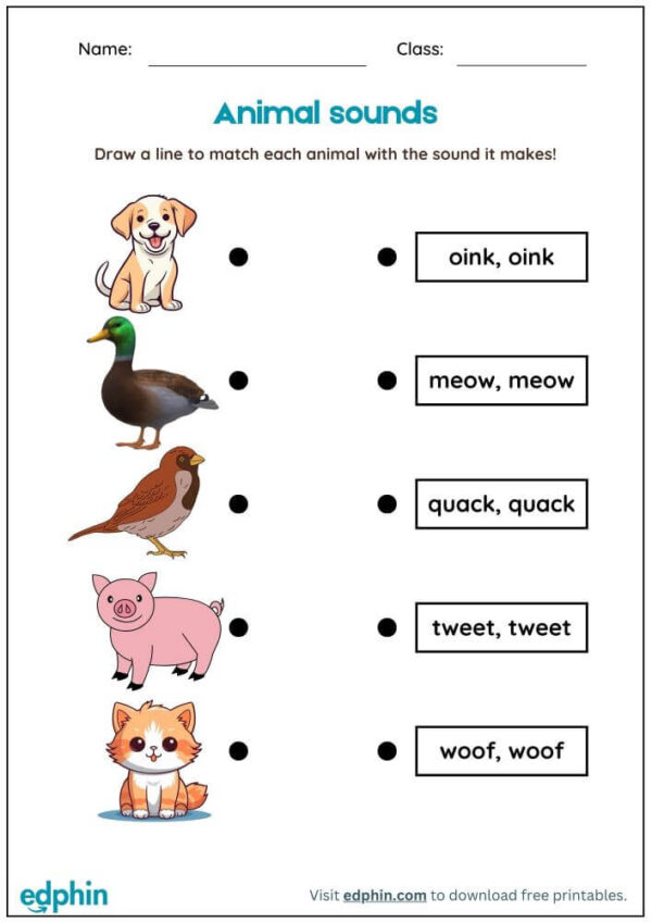 Animal sounds Worksheet With Answers