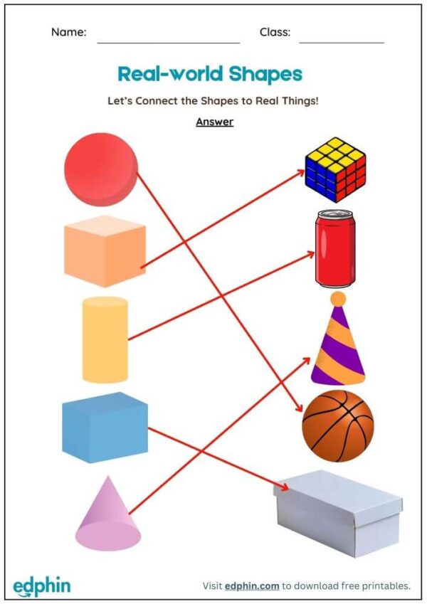 Match Real Objects With Shapes Worksheet With Answers - Image 3