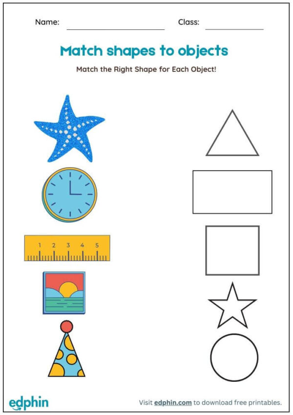 Match Similar Shapes Worksheet With Answers