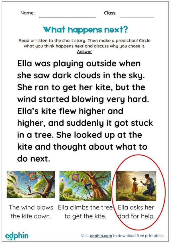 Making Predictions Reading Worksheet For Kindergarten With Answers - Image 3