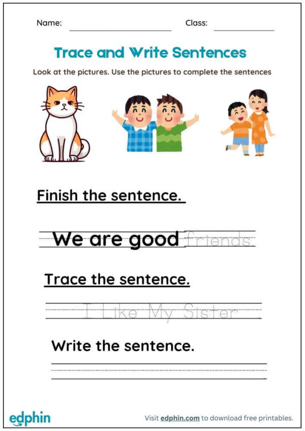 Read, Trace And Write New Sentences Worksheet With Answers - Image 2